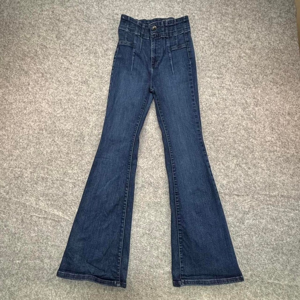 Free people High-waisted blue denim flare jeans size 28 . 32 Long'